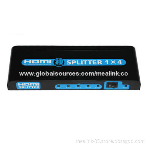 4 Ports HDMI Splitter, Perfectly Supports 3D and HDMI, 5V DC/1A Power Supply